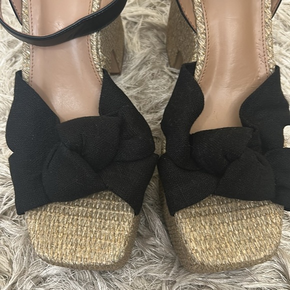 NWOB Sam Edelman Theresa Platform Block Heel Sandals in Black Linen size 9.5 - Picture 9 of 15
